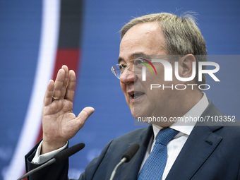 Prime Minister of North Rhine-Westphalia and candidate for Chancellor of Christian Democratic Union (CDU) Armin Laschet is pictured during a...