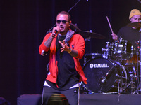 Adan Nunez lead of the reggae fusion  band Golden Ganga,  performs on stage during a concert to promote their single '"Flew"' (Volo) as par...