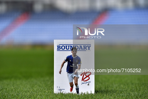  Oldham match day programme during the Sky Bet League 2 match between Oldham Athletic and Hartlepool United at Boundary Park, Oldham, UK, on...