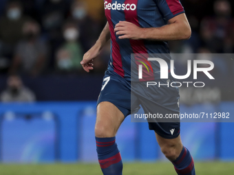 Nikola Vukcevic  of Levante UD      during  La liga  match between Levante UD and Celta de Vigo  at Ciutat de Valencia  Stadium on September...