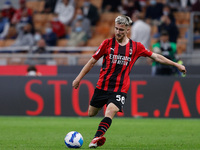 Alexis Saelemaekers (AC Milan) shoots the ball during the Italian football Serie A match AC Milan vs Venezia FC on September 22, 2021 at the...