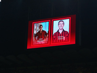 AC Milan banner in memoriam of Jimmy Greaves and Romano Fogli during the Italian football Serie A match AC Milan vs Venezia FC on September...