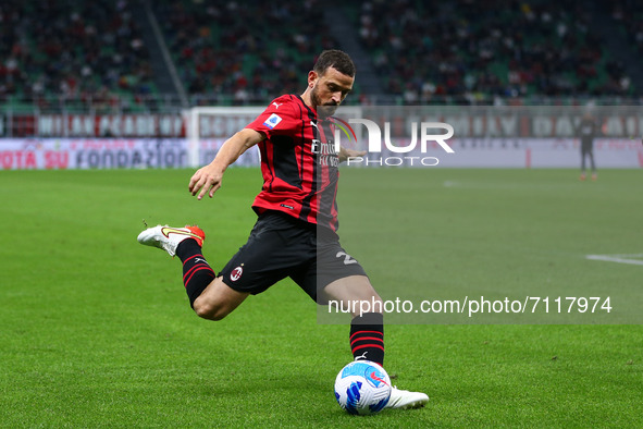 Alessandro Florenzi (AC Milan) in action during the Italian football Serie A match AC Milan vs Venezia FC on September 22, 2021 at the San S...