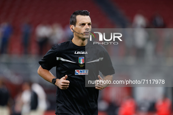 The referee Ivano Pezzuto during the Italian football Serie A match AC Milan vs Venezia FC on September 22, 2021 at the San Siro stadium in...