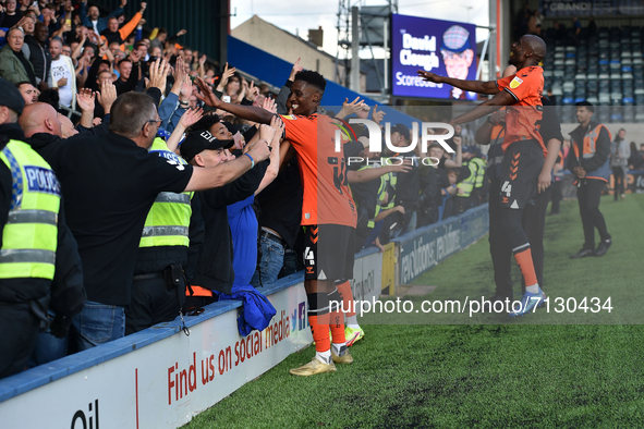 Oldham Athletic's Dylan Fage and Oldham Athletic's Dylan Bahamboula celebrates after the Sky Bet League 2 match between Rochdale and Oldham...