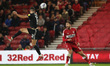  Sheffield United's John Egan wins a header against Middlesbrough's Matt Crooks during the...
