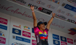 Miryam Nuñez celebrates her stage win during the last stage finals of the Vuelta a Colombi...
