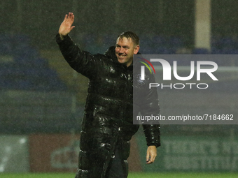    Dave Challinor, Hartlepool United Manager seen during the EFL Trophy match between Hartlepool United and Morecambe at Victoria Park, Hart...
