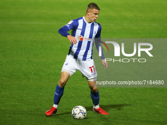    Will Goodwin of Hartlepool United in action during the EFL Trophy match between Hartlepool United and Morecambe at Victoria Park, Hartlep...