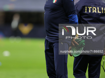 Attilio Lombardo Staff Manager of Italy during the UEFA Nations League Finals 2021 semi-final football match between Italy and Spain at Gius...