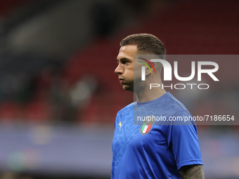 Federico Bernardeschi of Italy warms up during the UEFA Nations League Finals 2021 semi-final football match between Italy and Spain at Gius...