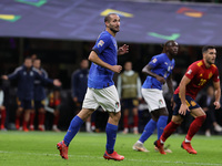 Giorgio Chiellini of Italy in action during the UEFA Nations League Finals 2021 semi-final football match between Italy and Spain at Giusepp...