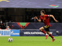 Bryan Gil of Spain in action during the UEFA Nations League Finals 2021 semi-final football match between Italy and Spain at Giuseppe Meazza...