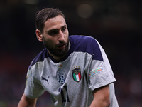 Giuanluigi Donnarumma of Italy in action during the UEFA Nations League Finals 2021 semi-final football match between Italy and Spain at Giu...