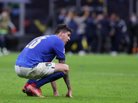 Giovanni Di Lorenzo of Italy reacts at the end of the match during the UEFA Nations League Finals 2021 semi-final football match between Ita...