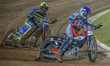 Richie Worrall  (Blue) leads Troy Batchelor  (Yellow) during the SGB Premiership Play off...