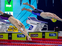 Zsombor Bujdosó of Hungary competes in the Men's 400m Individual Medley on the FINA Swimming World Cup held at Duna Arena Swimming Stadium o...