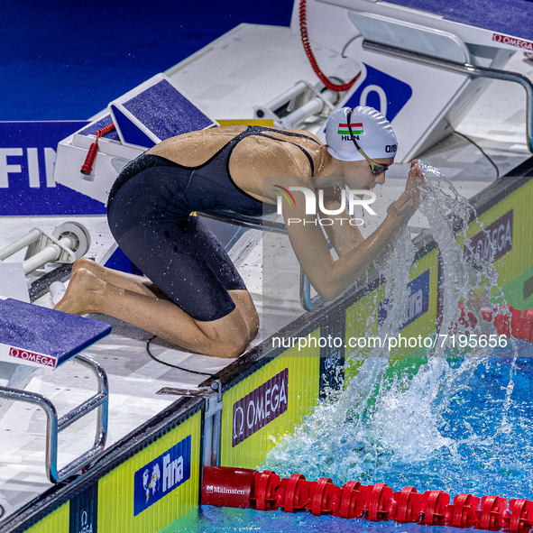 Minna Abraham of Hungary warm up before the Women's 200m Individual medley on the FINA Swimming World Cup held at Duna Arena Swimming Stadiu...
