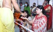 Hindu Devotees offers prayers to Goddess Durga on the occasion of 'Maha Saptami' during th...