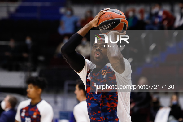 Deshaun Thomas of Bayern in action during warm-up ahead of the EuroLeague Basketball match between Zenit St. Petersburg and FC Bayern Munich...