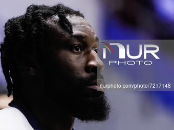 Othello Hunter of Bayern looks on during warm-up ahead of the EuroLeague Basketball match between Zenit St. Petersburg and FC Bayern Munich...