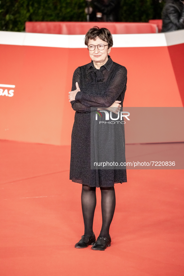 Donatella Di Pietrantonio attends the red carpet of the movie "L'Arminuta" during the 16th Rome Film Fest 2021 on October 15, 2021 in Rome,...