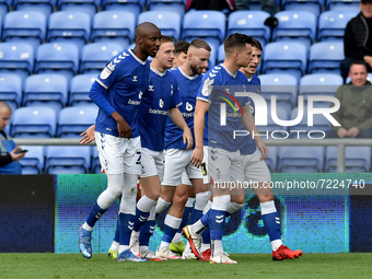 Oldham Athletic's Davis Keillor-Dunn celebrates scoring his side's first goal of the game during the Sky Bet League 2 match between Oldham A...