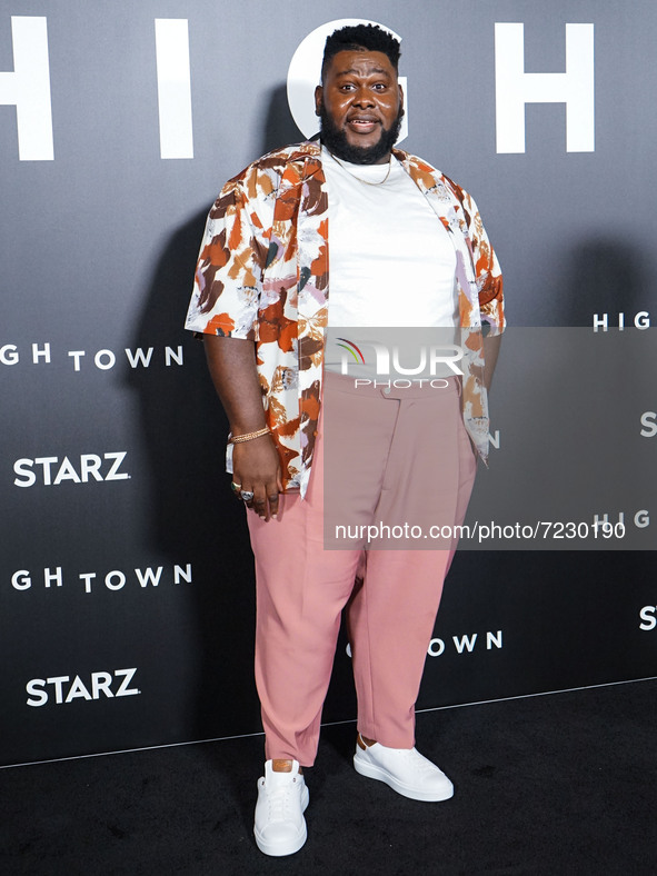 Actor Atkins Estimond arrives at the Los Angeles Special Screening Of STARZ's 'Hightown' Season 2 held at the Pacific Design Center on Octob...