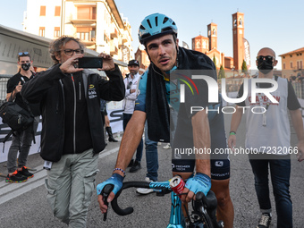 Samuele Battistella of Italy and Astana - Premier Tech team after winning the 2021 edition of the Veneto Classic, the 207km pro cycling race...