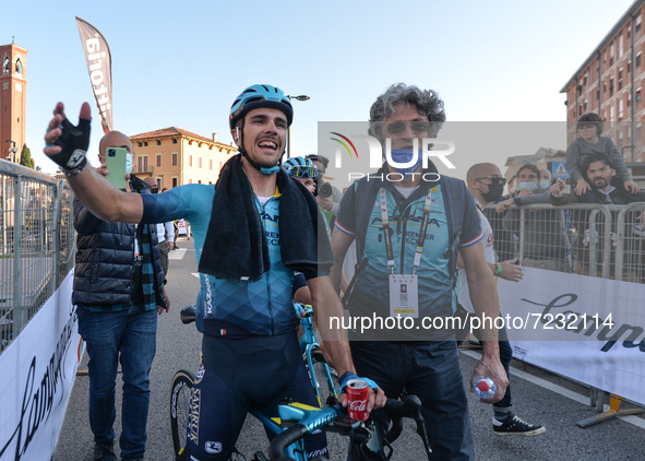 Samuele Battistella of Italy and Astana - Premier Tech team after winning the 2021 edition of the Veneto Classic, the 207km pro cycling race...