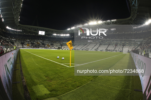 A general view of at Allianz Stadium before the match between Juventus FC and AS Roma on October 17, 2021 in Turin, Italy. Juventus won 1-0...
