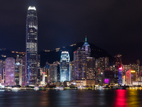 Central Hong Kong skyline at night, in Hong Kong, China, on October 17, 2021. (