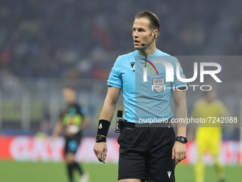 Referee Danny Makkelie in action during the UEFA Champions League 2021/22 Group Stage - Group D football match between FC Internazionale and...