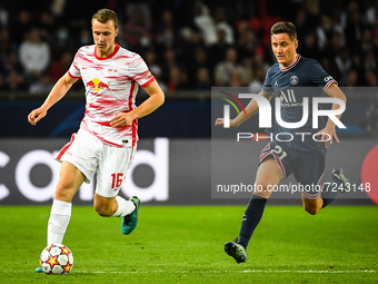 Lukas KLOSTERMANN of RB Leipzig and Ander HERRERA of PSG during the UEFA Champions League, Group A football match between Paris Saint-Germai...