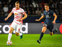 Lukas KLOSTERMANN of RB Leipzig and Ander HERRERA of PSG during the UEFA Champions League, Group A football match between Paris Saint-Germai...