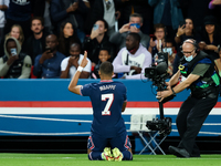 Kylian Mbappe of Paris Saint Germain celebrates his goal during the UEFA Champions League, Group A football match between Paris Saint-Germai...