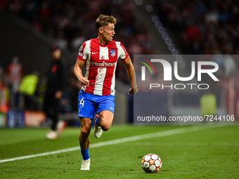 Marcos Llorente during UEFA Champions League match between Atletico de Madrid and Liverpool FC at Wanda Metropolitano on October 19, 2021 in...