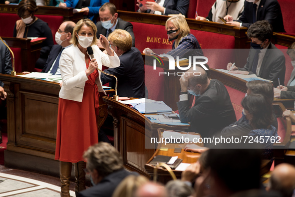 Minister of Ecological Transition Barbara Pompili at the National Assembly during question time at the government, in Paris, 19 October, 202...