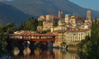 The Ponte Vecchio and the Old Town in Bassano del Grappa, in the Vicenza province.On Sund...