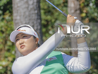 Hae Ran Ryu of South Korea action on the 3th green during an BMW LADIES CHAMPIONSHOP at BMW International GC in Busan, South Korea. (