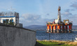 A general view of disused Oil rigs anchored in the Cromarty Firth on October 22, 2021 in C...