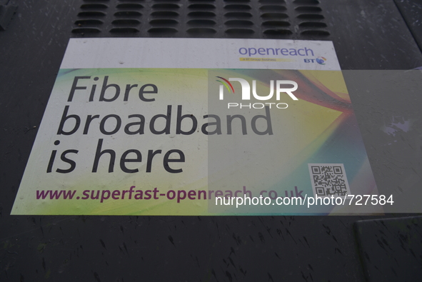 Light shining on a BT fibre optic broadband on Monday 30th March 2015. 