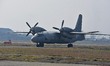 An Indian Air Force aircraft lands during a historical re-enactment of landing of Indian s...