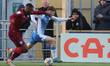  Barrow's Luke James battles for possession with Rochdale's Sam Graham during the Sky Bet...