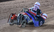 Paul Whitelam & Richard Webb  in action  during the Manchester Masters Sidecar Speedway a...
