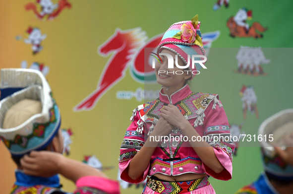 ORDOS, Aug 13, 2015 () -- Dancers from central China's Hubei Province perform during a performance gala by all the ethnic groups at the 10th...