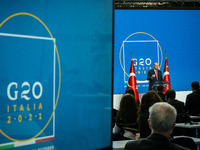 Journalists make questions to Recep Tayyip Erdogan, President of Turkey, in a press conference after the G20 Summit of Heads of State and Go...