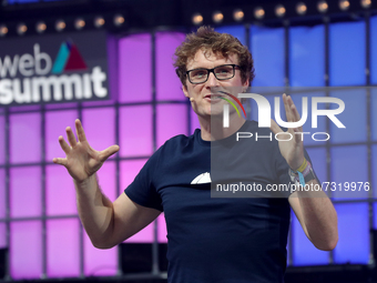 Web Summit's Irish CEO Paddy Cosgrave speaks during the Web Summit 2021 in Lisbon, Portugal on November 1, 2021. The Web Summit 2021, one of...