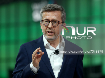 Mayor of Lisbon Carlos Moedas speaks during the Web Summit 2021 in Lisbon, Portugal on November 1, 2021. The Web Summit 2021, one of the wor...