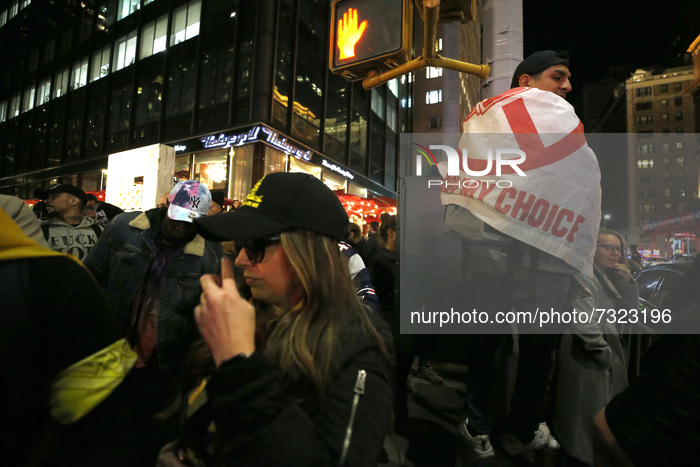 Protest Against Vaccine Mandate As VP Kamala Harris Arrives In New York City
